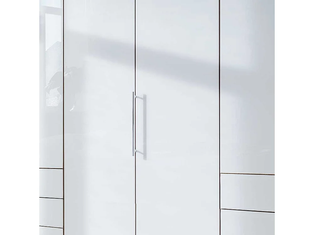 Schlafzimmerkleiderschrank in Weiß und Eiche Bianco Falttüren