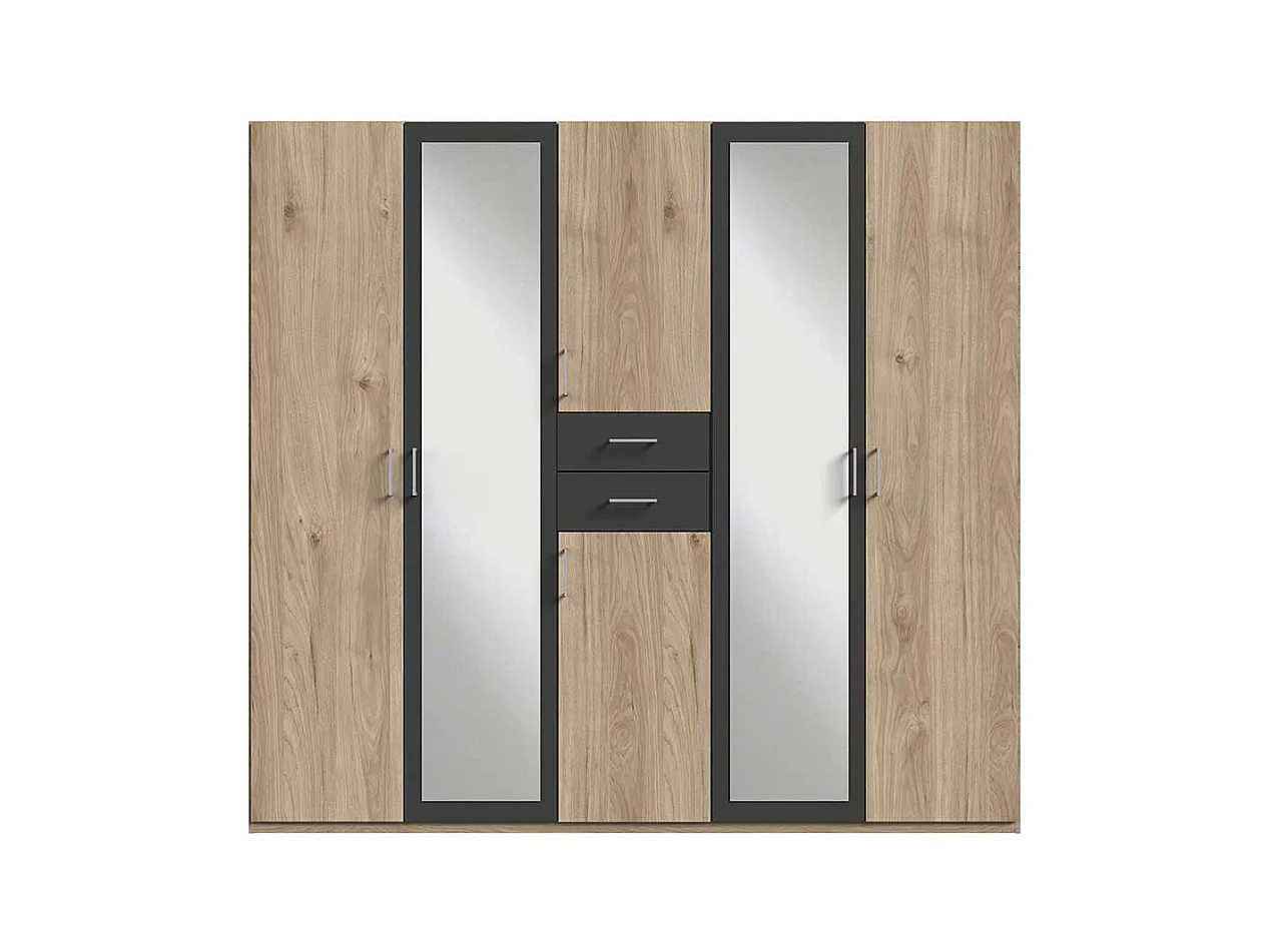 Schrank Schlafzimmer zweifarbig in Eiche Sägerau Dunkelgrau