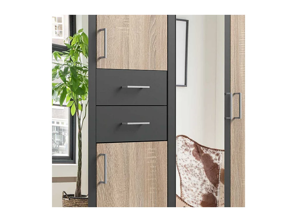 Schrank Schlafzimmer zweifarbig in Eiche Sägerau Dunkelgrau