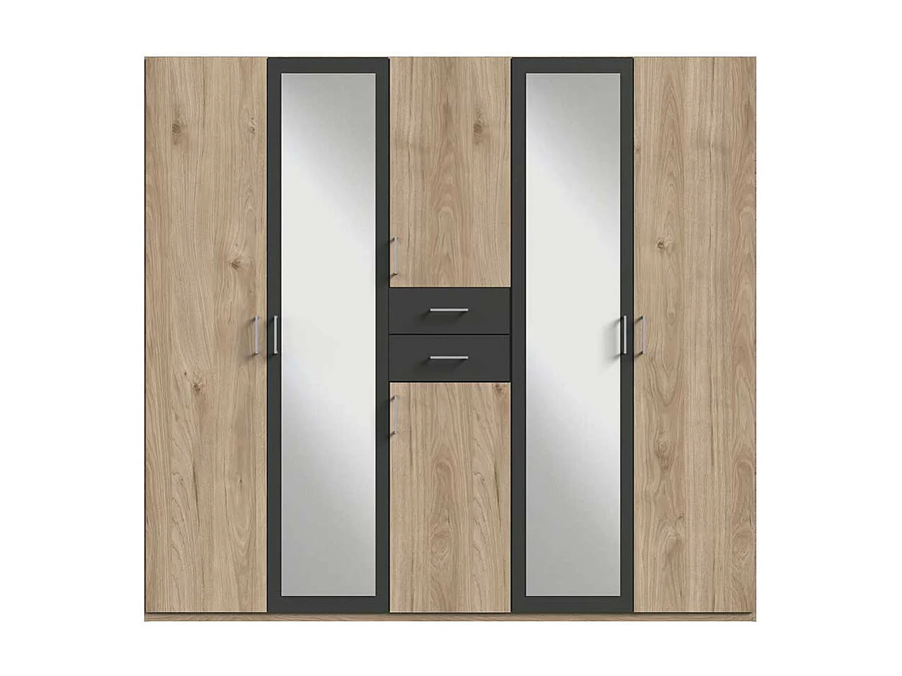 Schrank Schlafzimmer zweifarbig in Eiche Sägerau Dunkelgrau