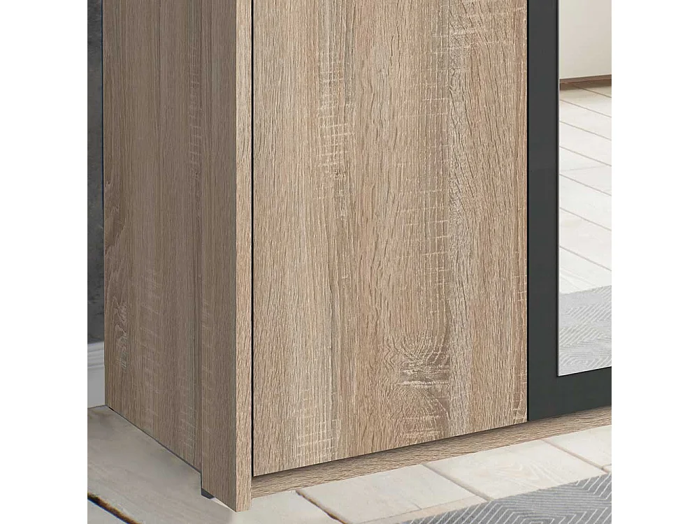 Schrank Schlafzimmer zweifarbig in Eiche Sägerau Dunkelgrau