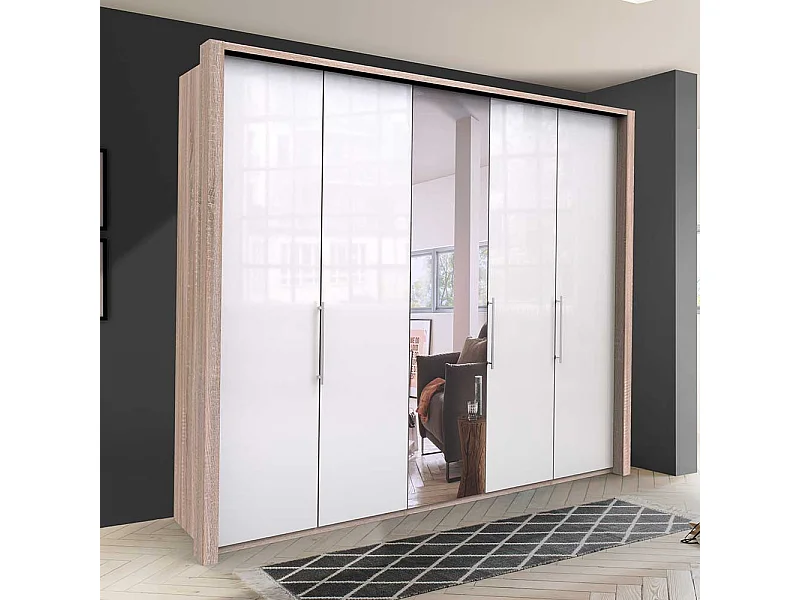 Weißer Schlafzimmerkleiderschrank mit Spiegel glasbeschichtet