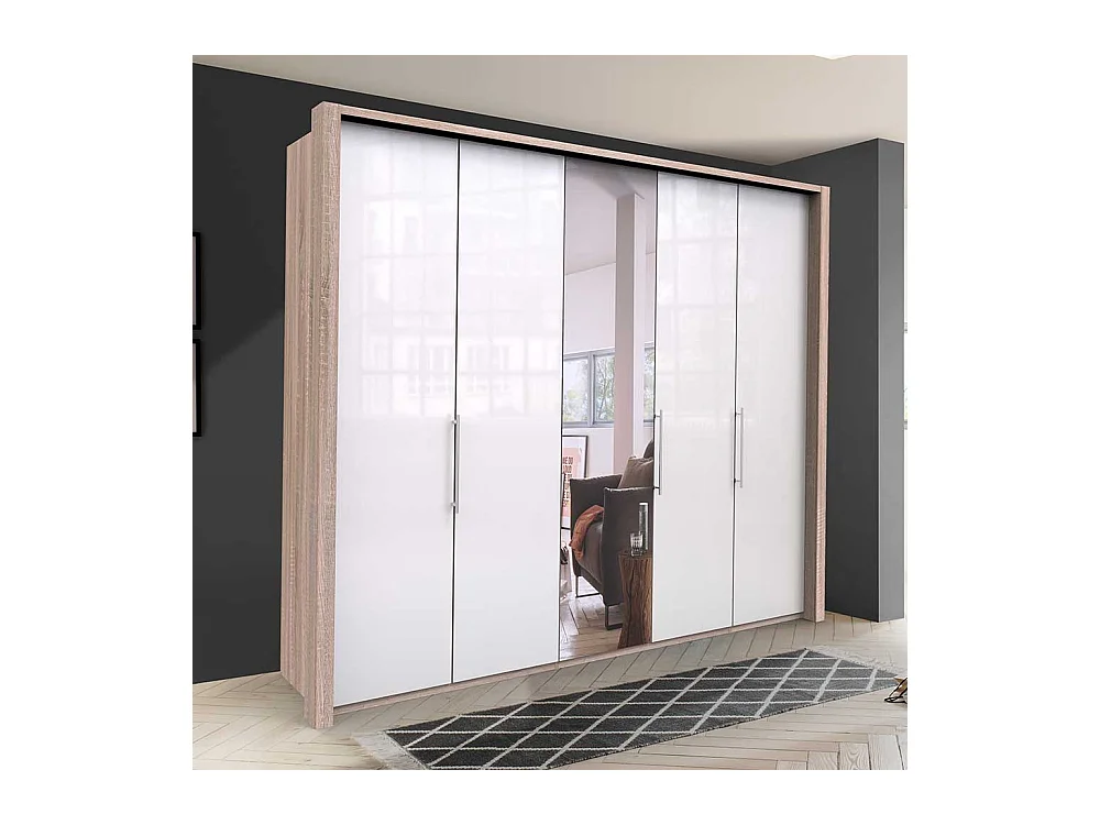 Weißer Schlafzimmerkleiderschrank mit Spiegel glasbeschichtet