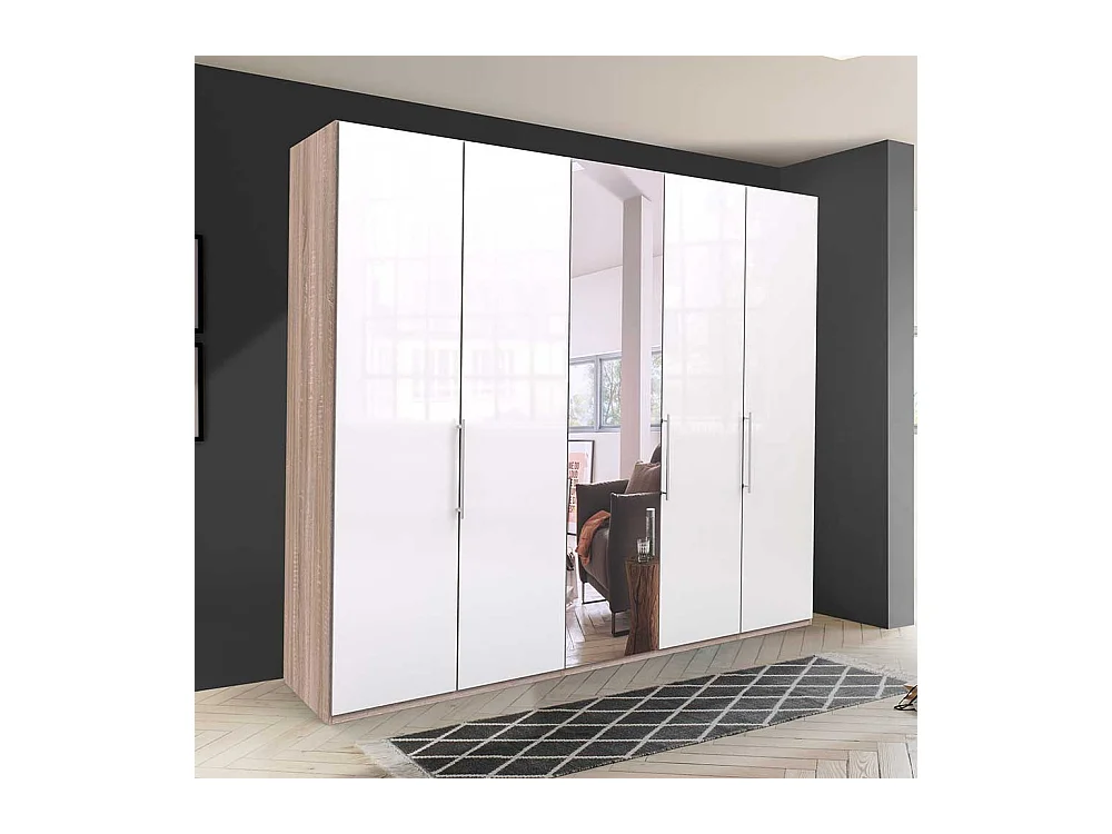 Weißer Schlafzimmerkleiderschrank mit Spiegel glasbeschichtet