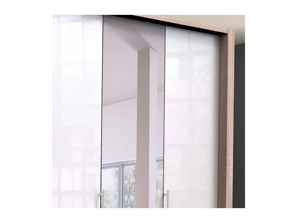 Spiegel Schrank in Weiß und Eiche Sägerau 2 türig