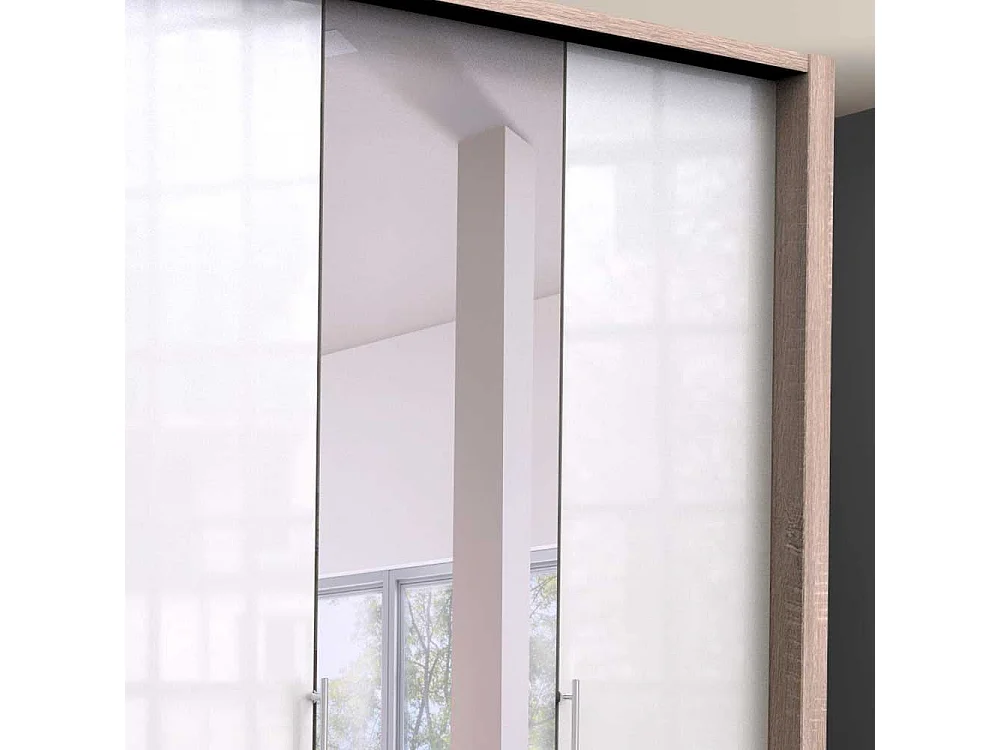 Spiegel Schrank in Weiß und Eiche Sägerau 2 türig