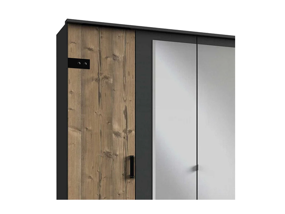 Drehtürenkleiderschrank mit Spiegeln im Industry und Loft Stil 225 cm breit