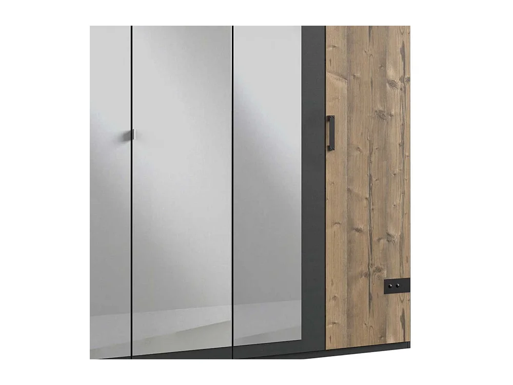 Drehtürenkleiderschrank mit Spiegeln im Industry und Loft Stil 225 cm breit