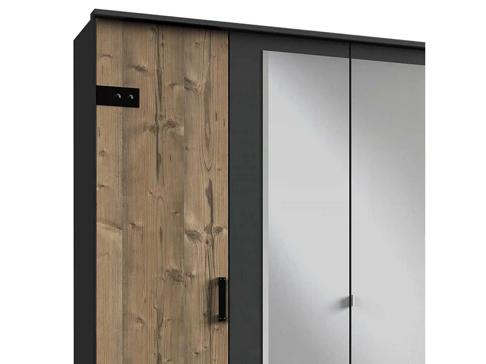 Drehtürenkleiderschrank mit Spiegeln im Industry und Loft Stil 225 cm breit
