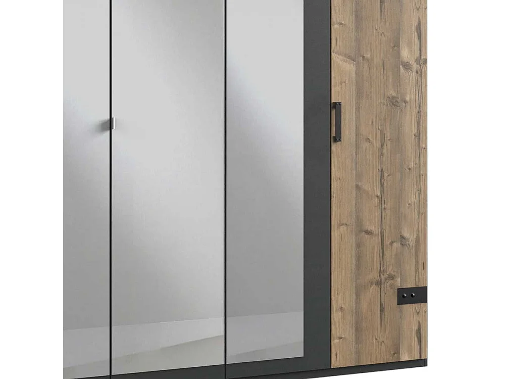 Drehtürenkleiderschrank mit Spiegeln im Industry und Loft Stil 225 cm breit