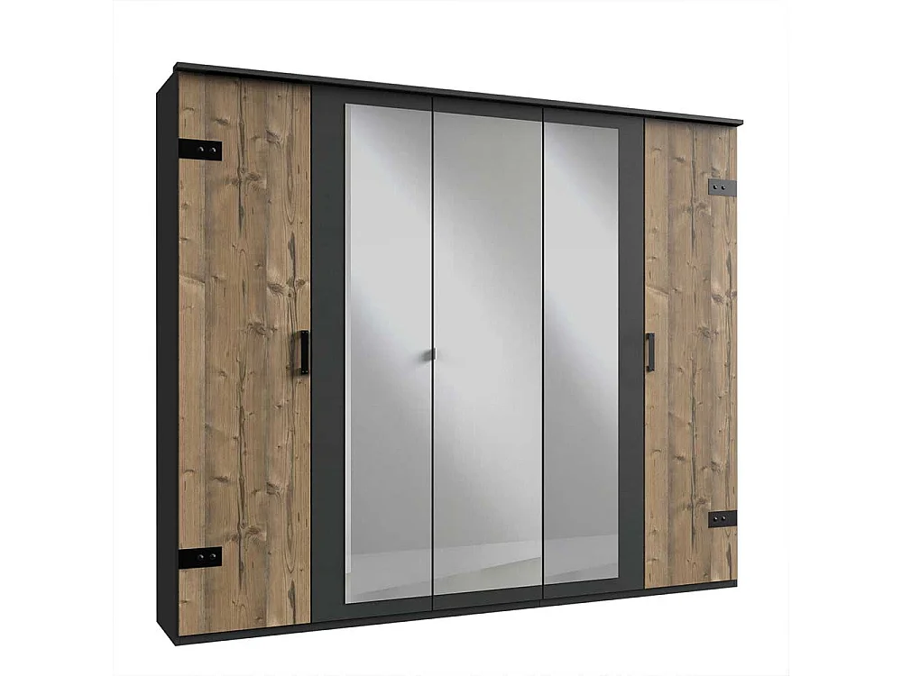 Drehtürenkleiderschrank mit Spiegeln im Industry und Loft Stil 225 cm breit