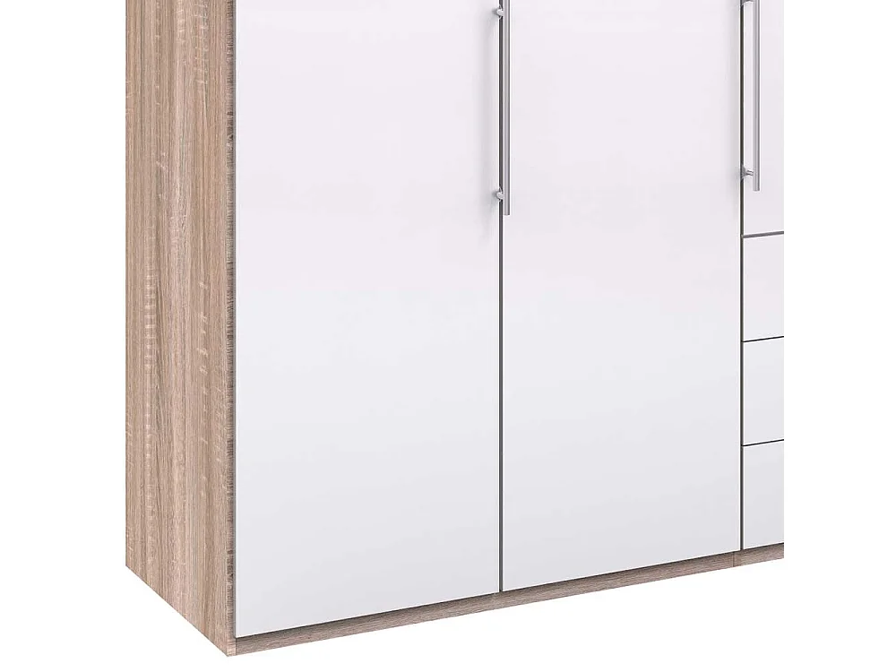 Premium Schlafzimmerkleiderschrank in Weiß Eiche Sägerau