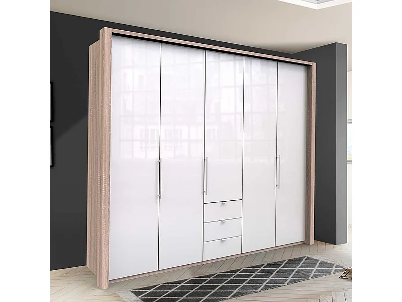 Premium Schlafzimmerkleiderschrank in Weiß Eiche Sägerau
