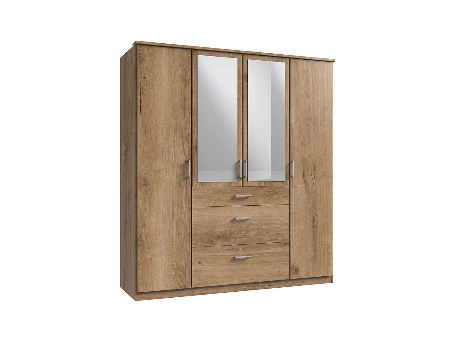 Schlafzimmerkleiderschrank Holzoptik in Plankeneiche Spiegeltüren