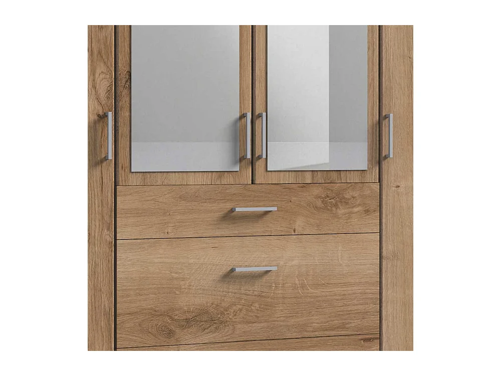 Schlafzimmerkleiderschrank Holzoptik in Plankeneiche Spiegeltüren