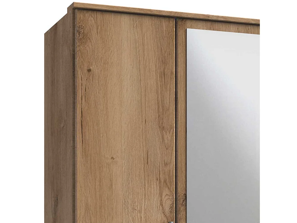 Schlafzimmerkleiderschrank Holzoptik in Plankeneiche Spiegeltüren