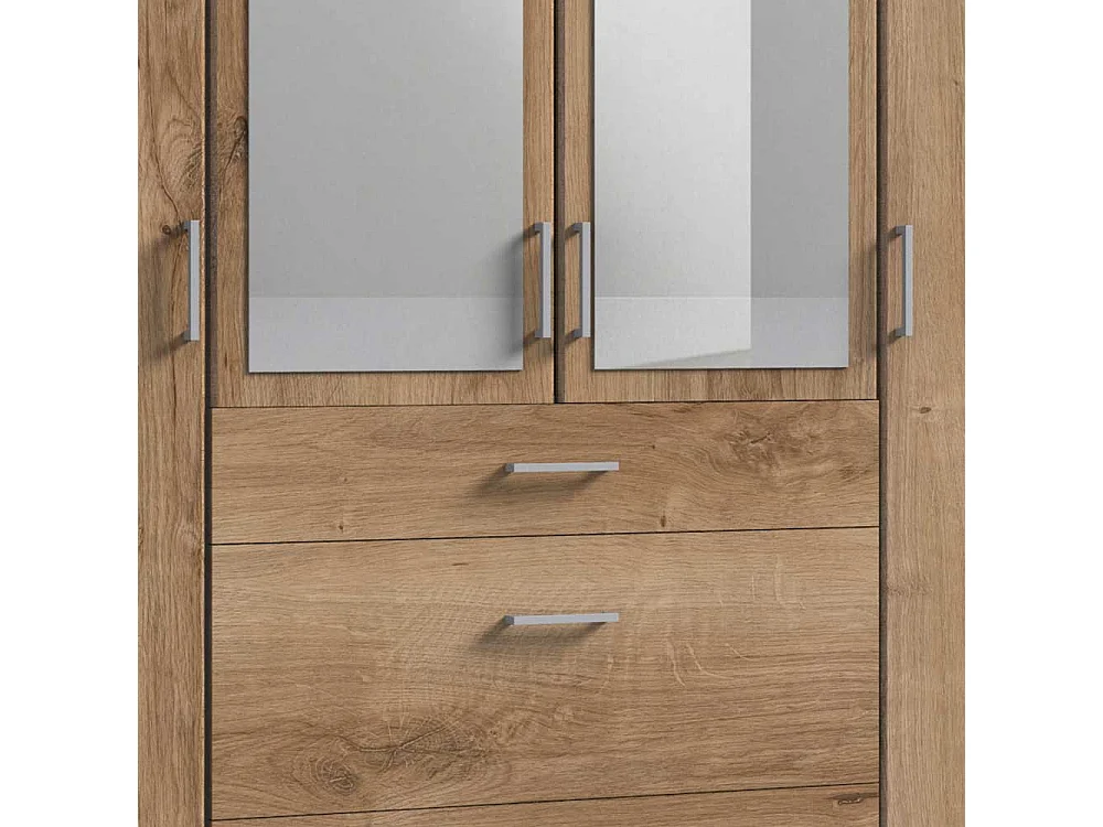 Schlafzimmerkleiderschrank Holzoptik in Plankeneiche Spiegeltüren