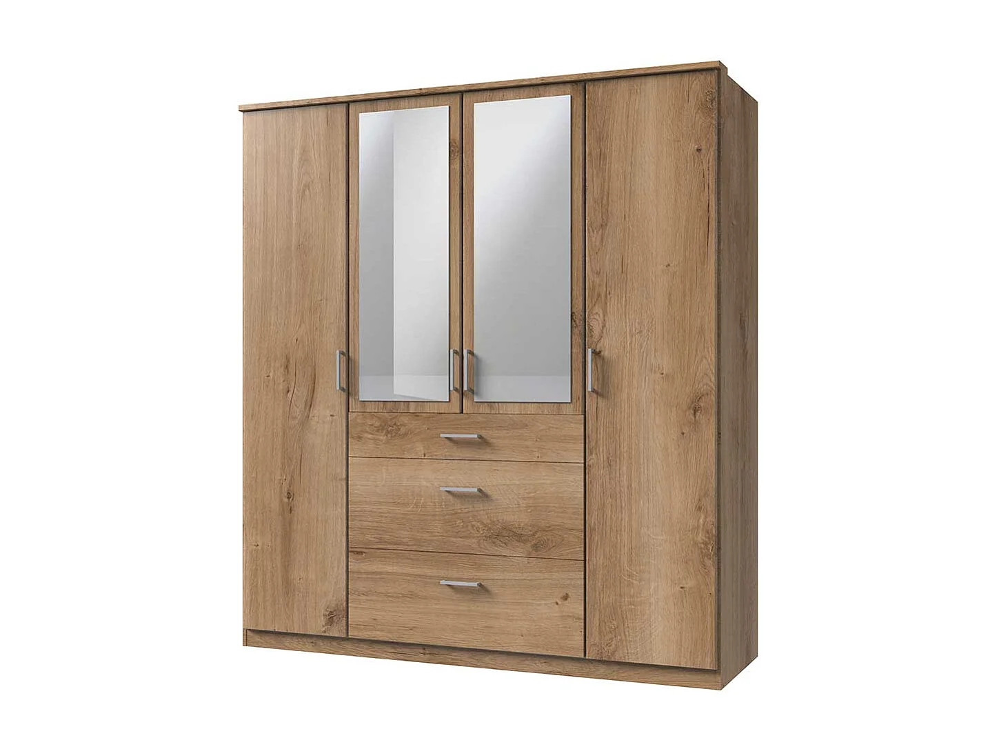 Schlafzimmerkleiderschrank Holzoptik in Plankeneiche Spiegeltüren