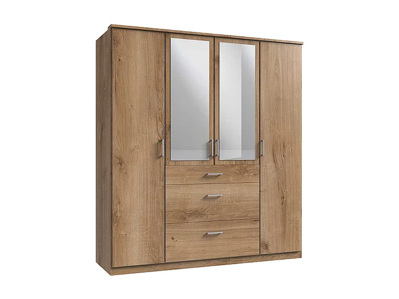 Schlafzimmerkleiderschrank Holzoptik in Plankeneiche Spiegeltüren