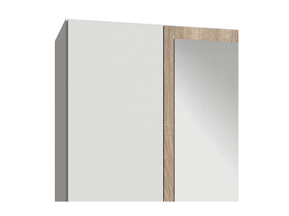 XL Schrank Schlafzimmer mit Spiegeltüren Eiche Sägerau & Weiß