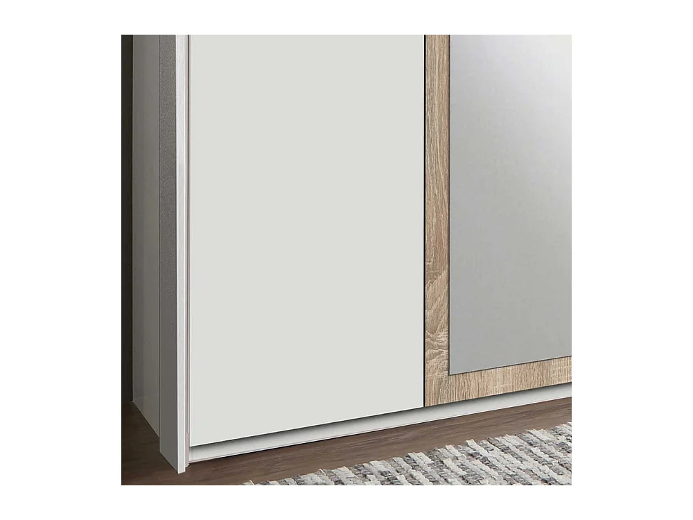 XL Schrank Schlafzimmer mit Spiegeltüren Eiche Sägerau & Weiß
