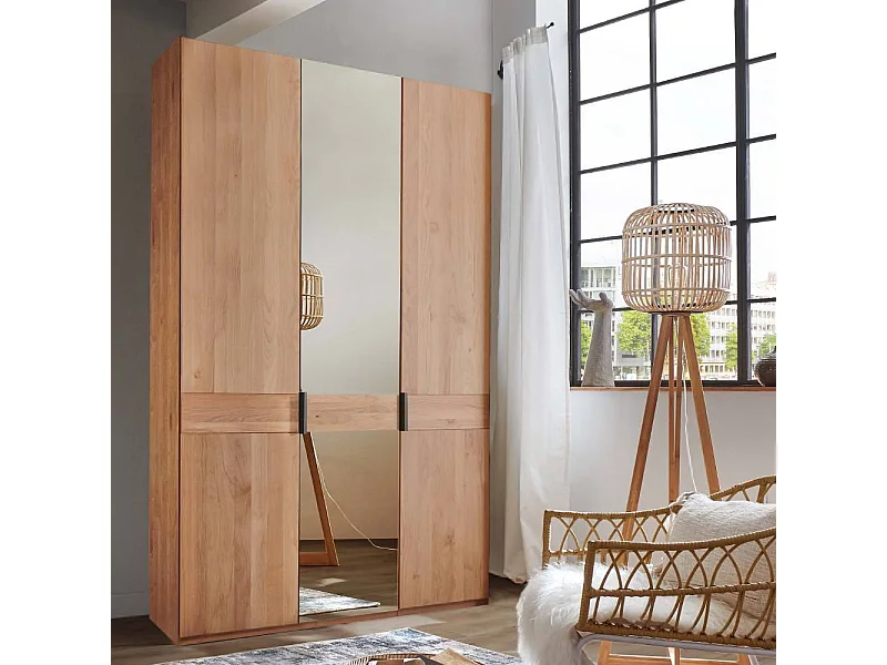 Drehtürenkleiderschrank Schlafzimmerkleiderschrank mit Spiegel teilmassiv