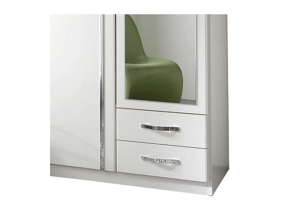 Gästezimmer Schrank weiß mit zwei Schubladen Spiegeltür