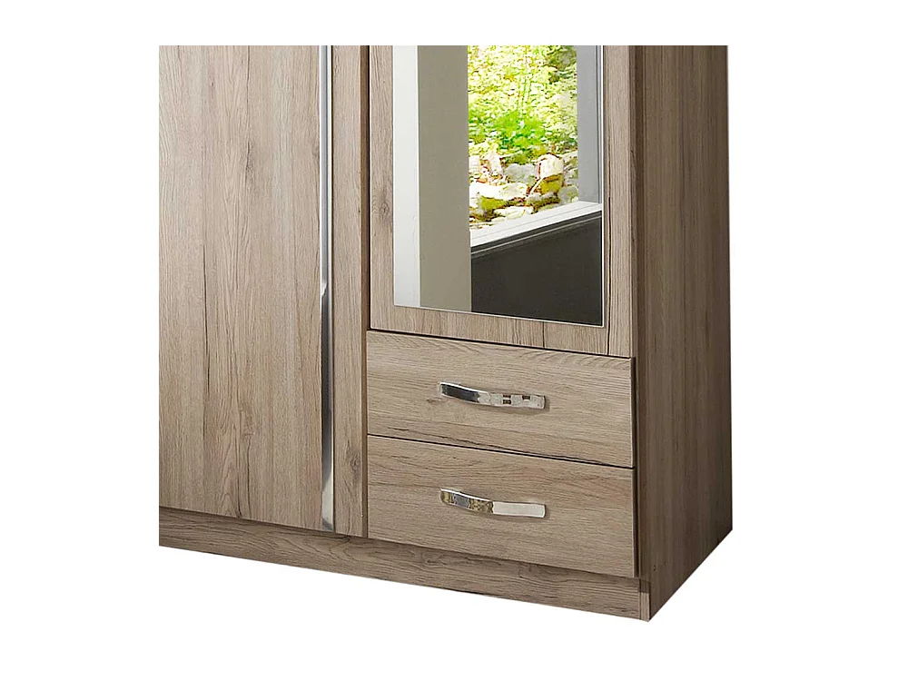 Schlafzimmerkleiderschrank Holzoptik in Eiche San Remo Spiegeltür