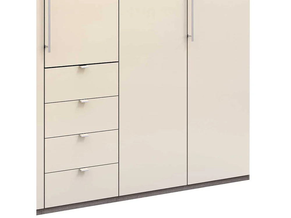 Schlafzimmerkleiderschrank 3 türig mit Schubladen glasbeschichtet