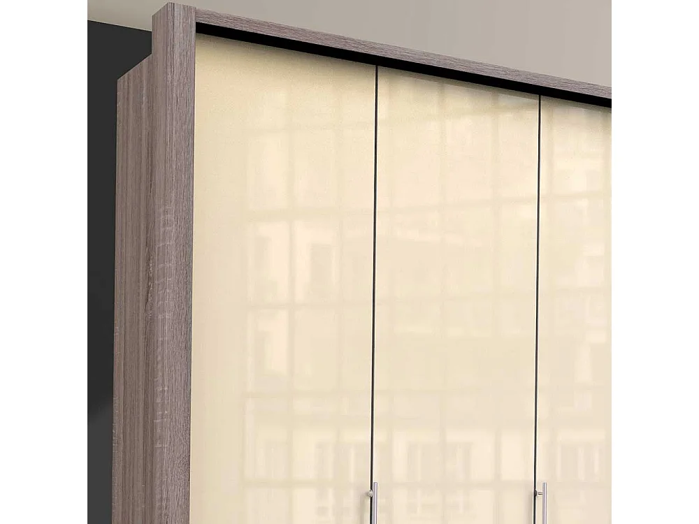 Schlafzimmerkleiderschrank 3 türig mit Schubladen glasbeschichtet