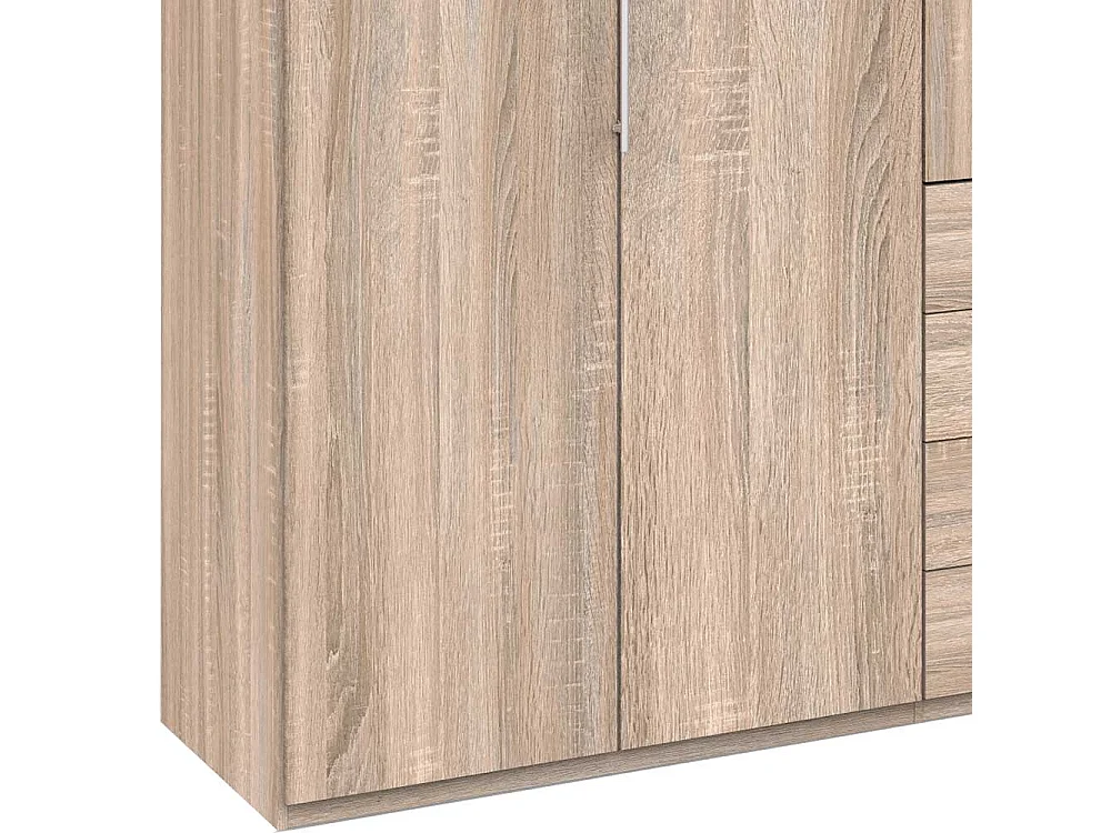 Kombi Schlafzimmerkleiderschrank 3 türig mit Schubladen Eiche Sägerau