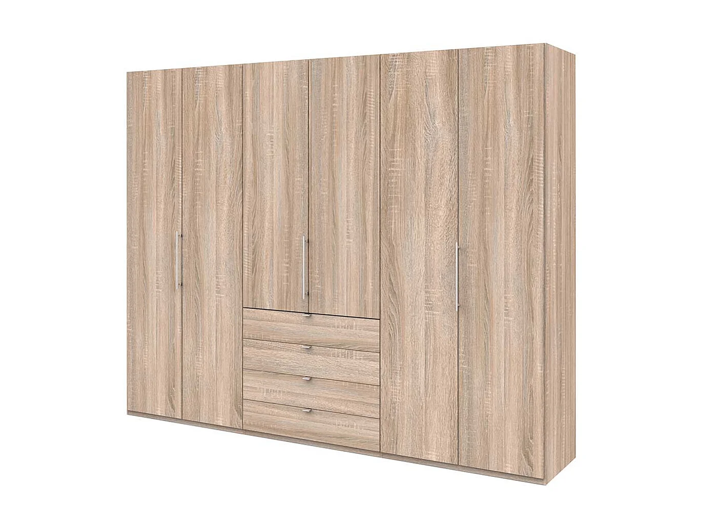 Kombi Schlafzimmerkleiderschrank 3 türig mit Schubladen Eiche Sägerau