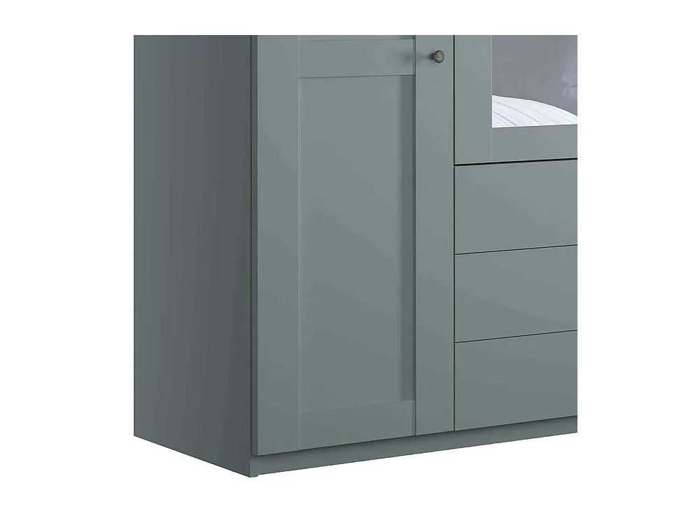 Landhausschrank Graugrün mit drei Schubladen Spiegeltüren