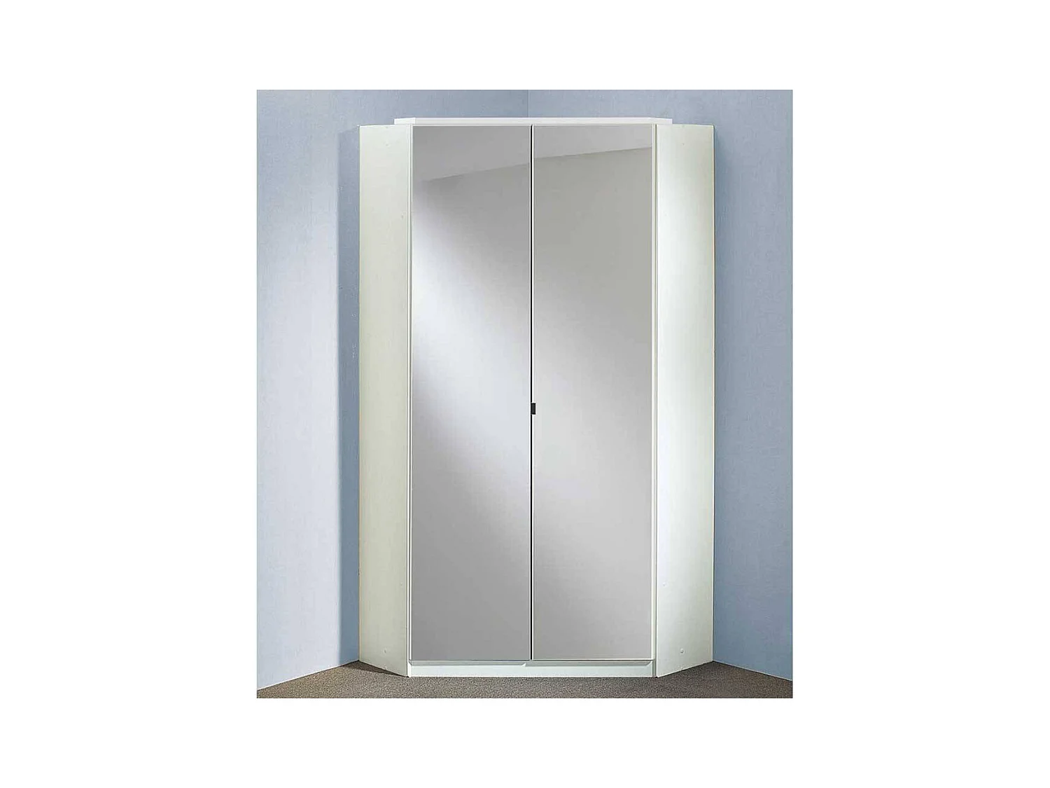 Schlafzimmereckschrank weiß mit Spiegeltüren 199 cm hoch