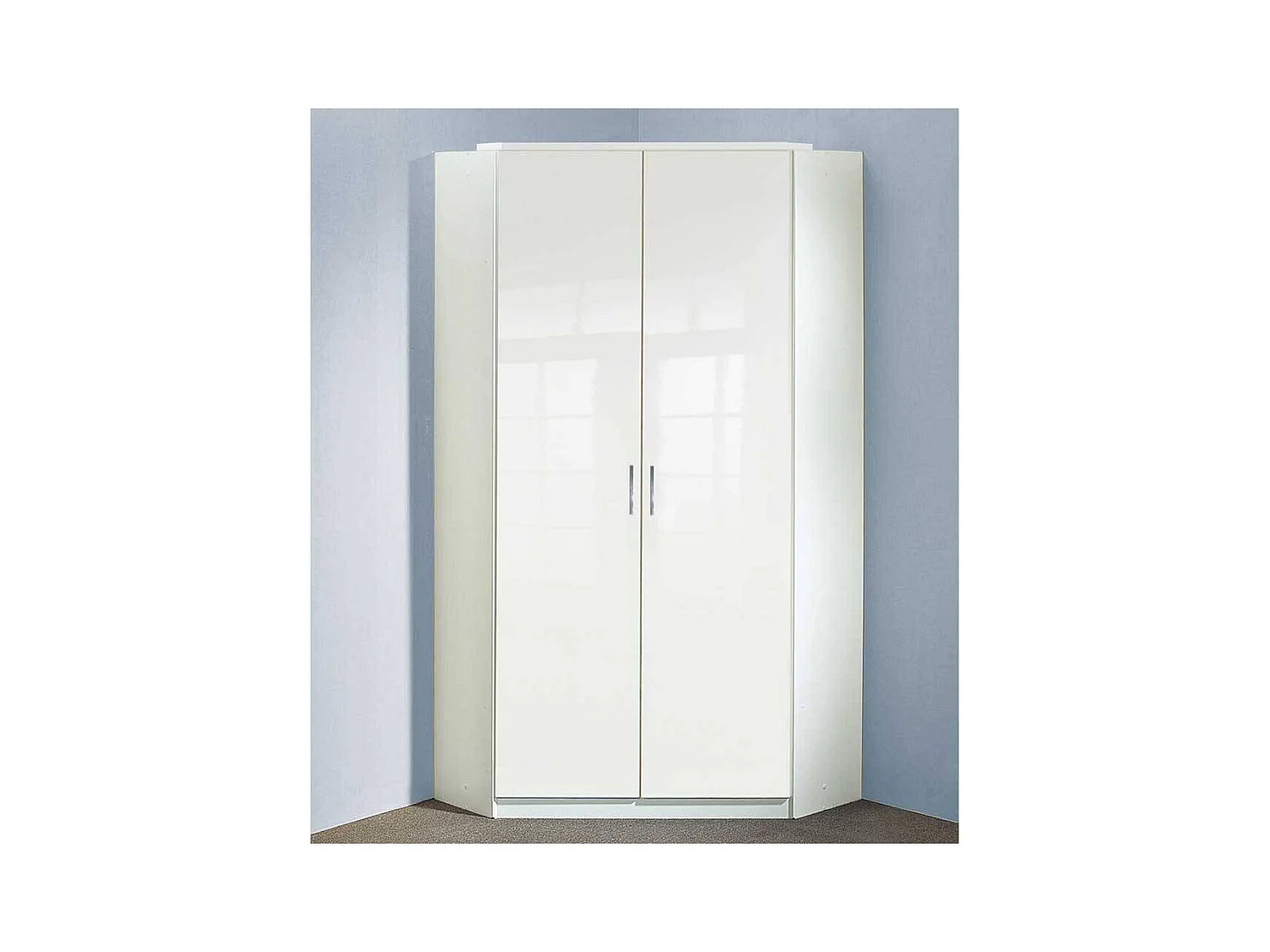 Eckschrank mit Hochglanz Front in Weiß 95x198x95 cm