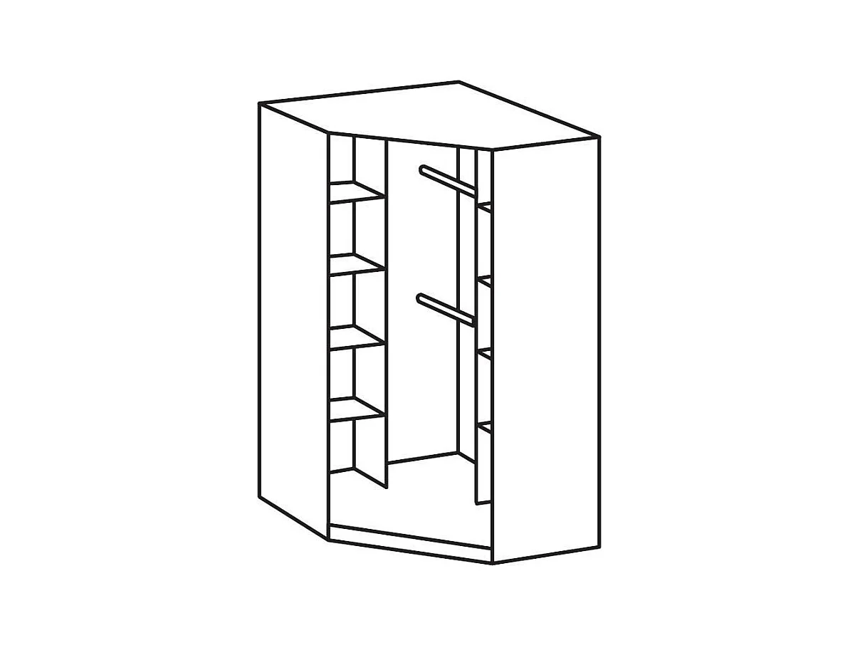 Eckschrank mit Hochglanz Front in Weiß 95x198x95 cm