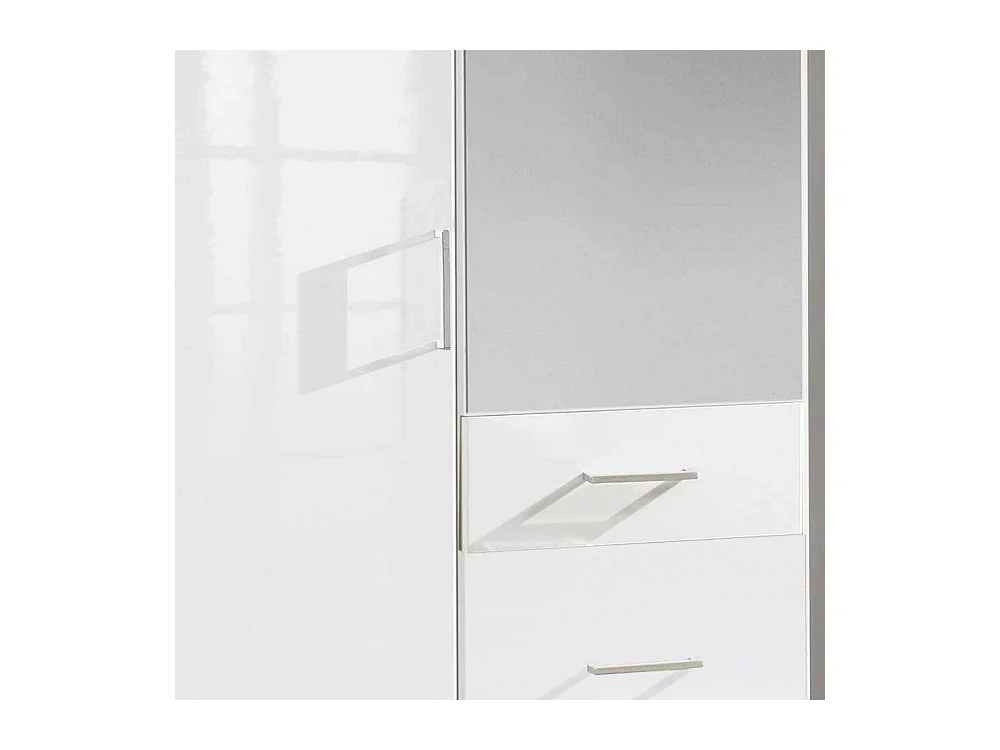 Jugendkleiderschrank mit Spiegeltür in Weiß 91x199x58 cm