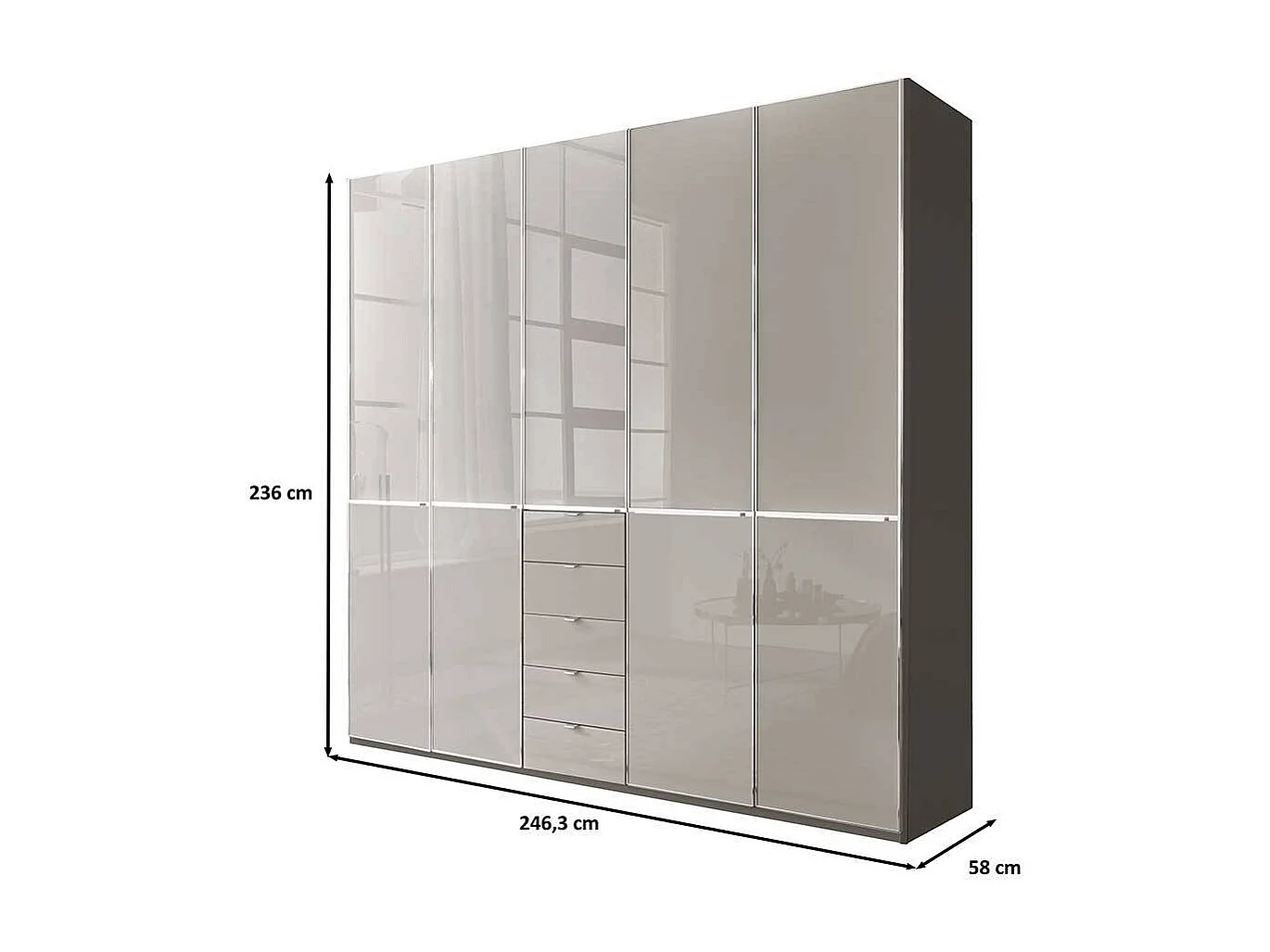Drehtürenkleiderschrank Schrank in modernem Design Front glasbeschichtet