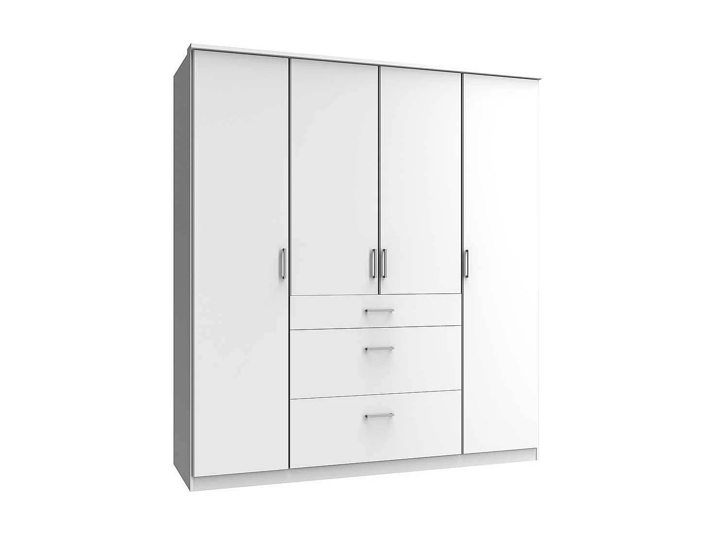 Schlafzimmerkleiderschrank weiss 4 türig drei Schubladen
