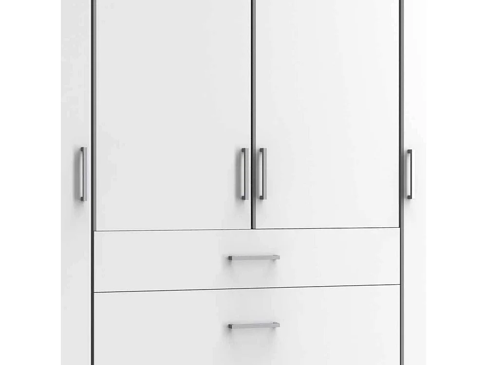 Schlafzimmerkleiderschrank weiss 4 türig drei Schubladen