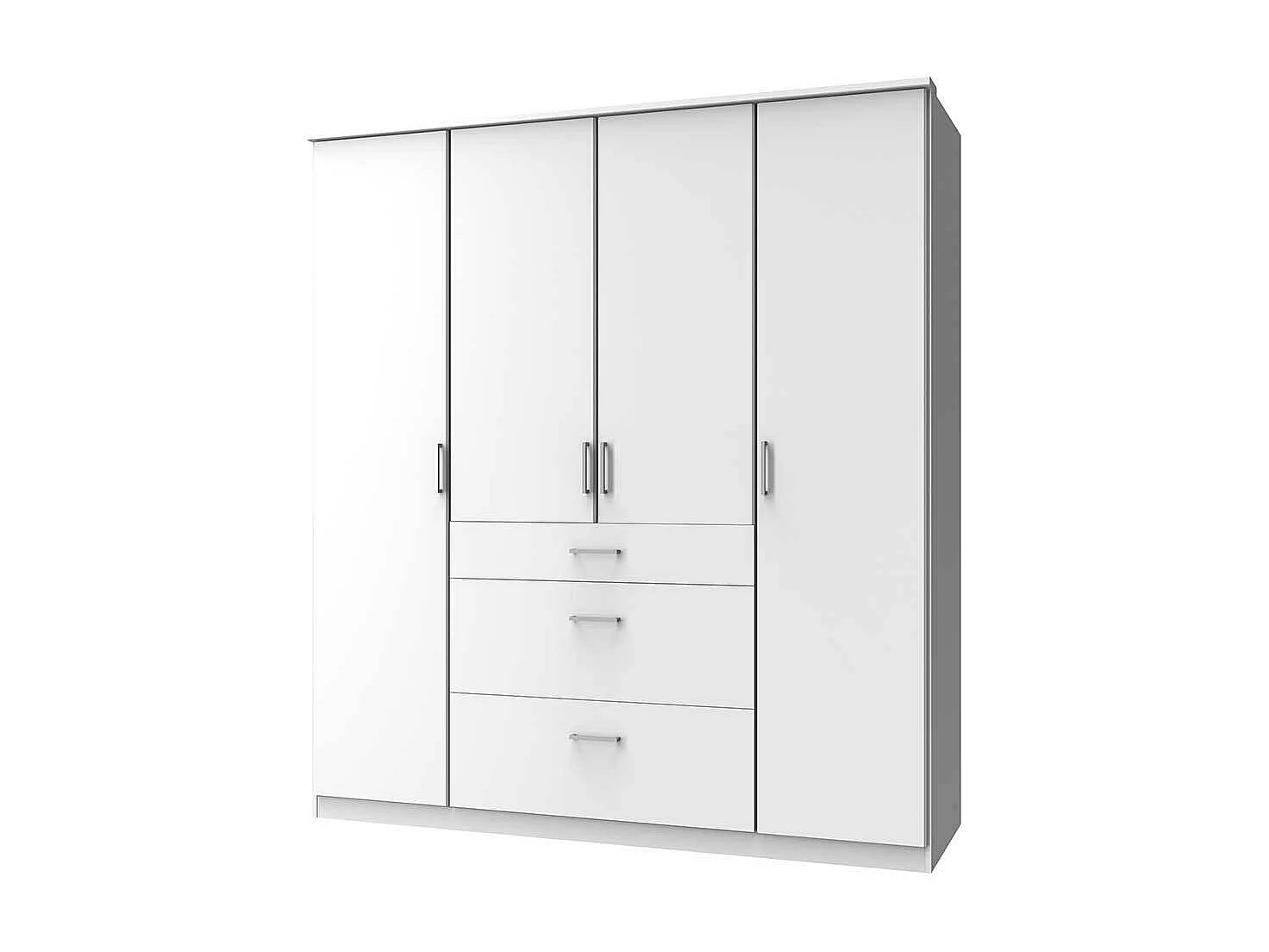Schlafzimmerkleiderschrank weiss 4 türig drei Schubladen