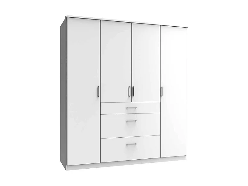 Schlafzimmerkleiderschrank weiss 4 türig drei Schubladen