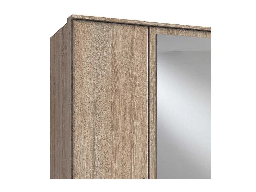 Schrank für Schlafzimmer in Eiche Sägerau drei Schubladen und Türen