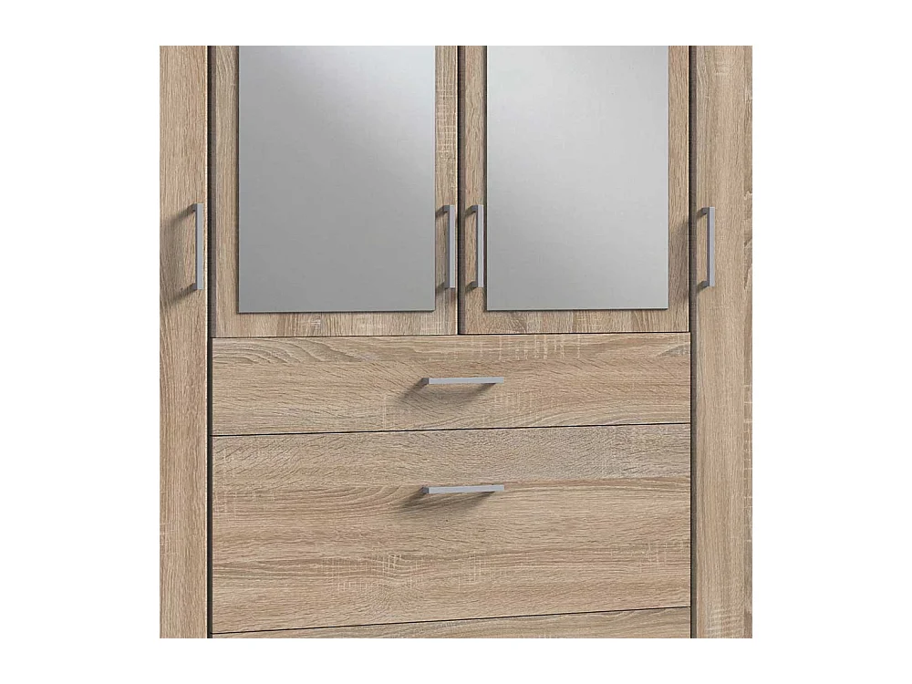 Schrank für Schlafzimmer in Eiche Sägerau drei Schubladen und Türen