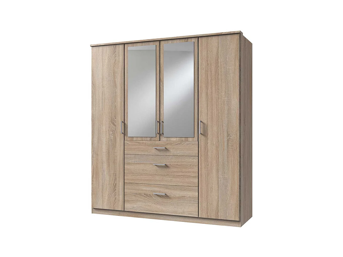 Schrank für Schlafzimmer in Eiche Sägerau drei Schubladen und Türen