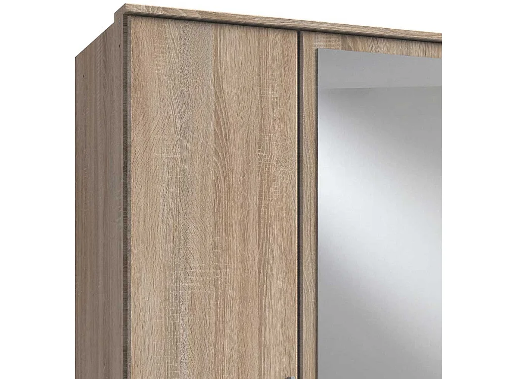 Schrank für Schlafzimmer in Eiche Sägerau drei Schubladen und Türen