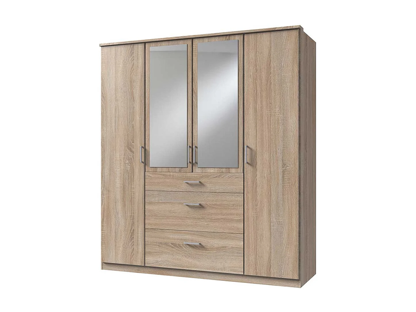 Schrank für Schlafzimmer in Eiche Sägerau drei Schubladen und Türen