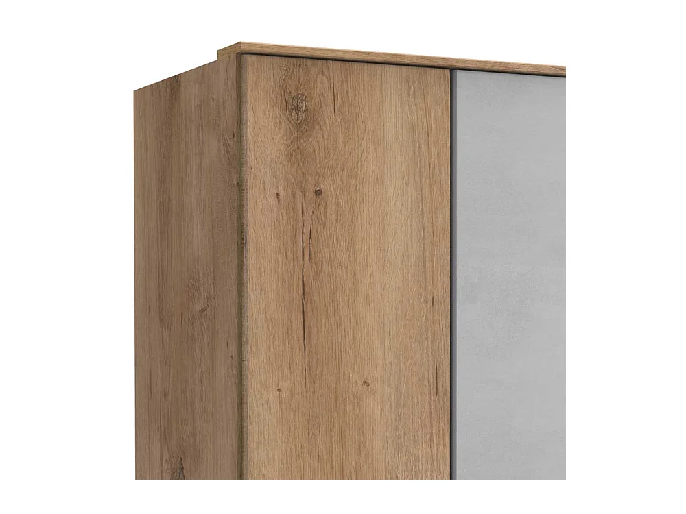 Schrank für Jugendzimmer in Plankeneiche NB Beton Lichtgrau