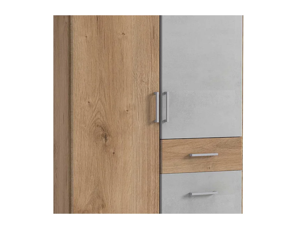 Schrank für Jugendzimmer in Plankeneiche NB Beton Lichtgrau