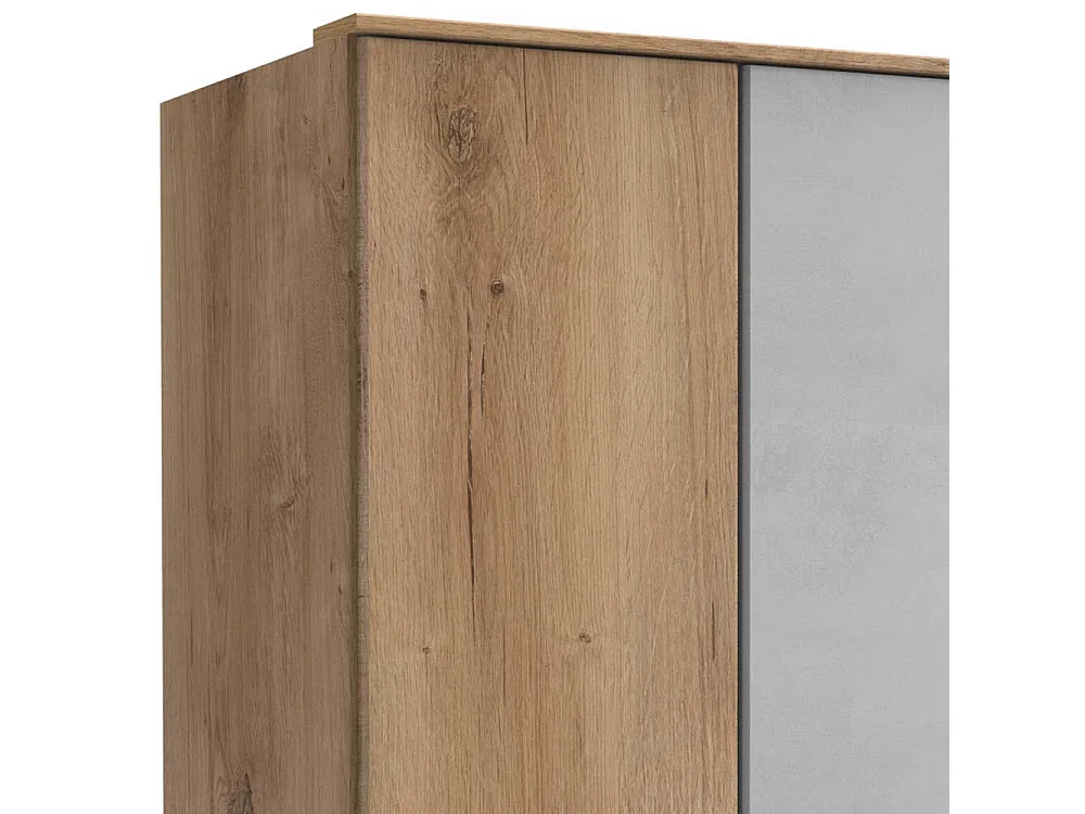 Schrank für Jugendzimmer in Plankeneiche NB Beton Lichtgrau